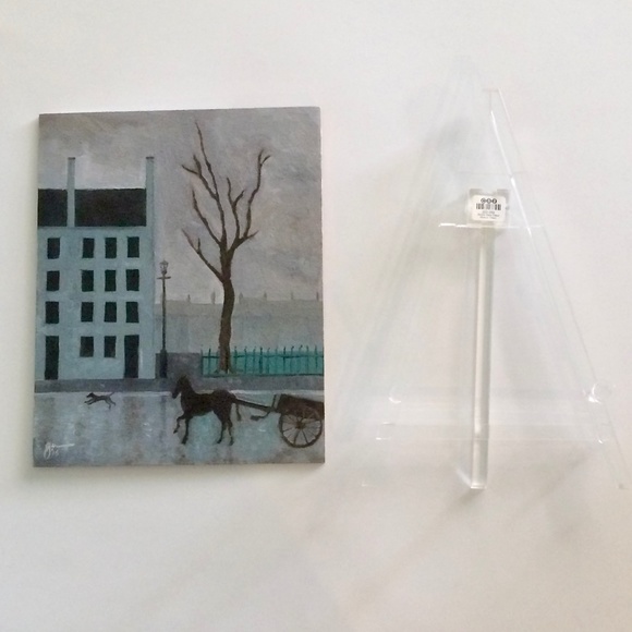 Rainy Street in England Oil Painting Art w/ Easel - Picture 8 of 9